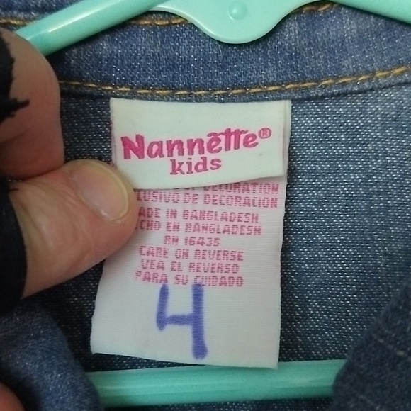 Kids - Denim Jacket with Floral Embroidery Size 4 - Picture 2 of 3